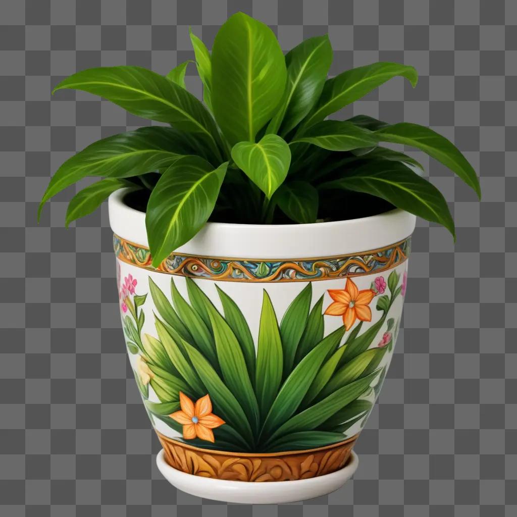 colorful plant pot with a flower on it