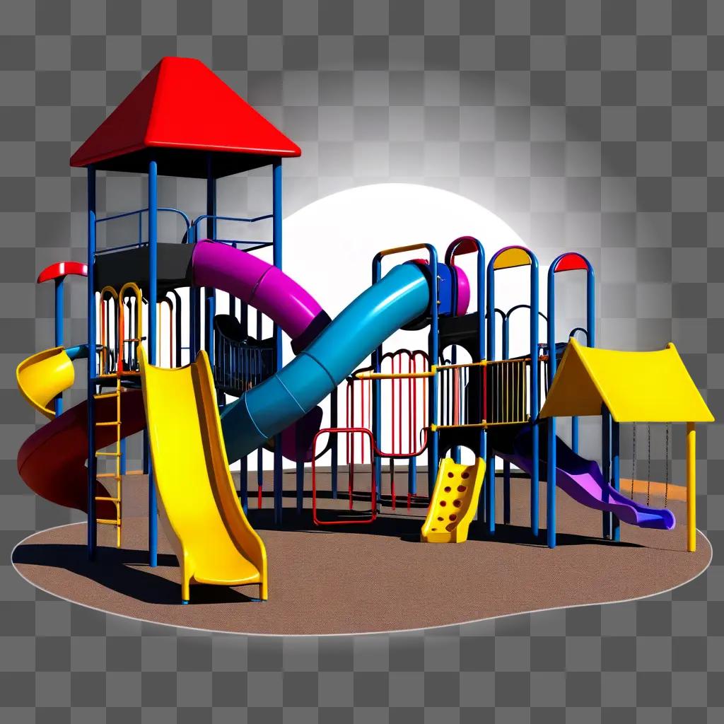 colorful playground with a slide and climbing toys