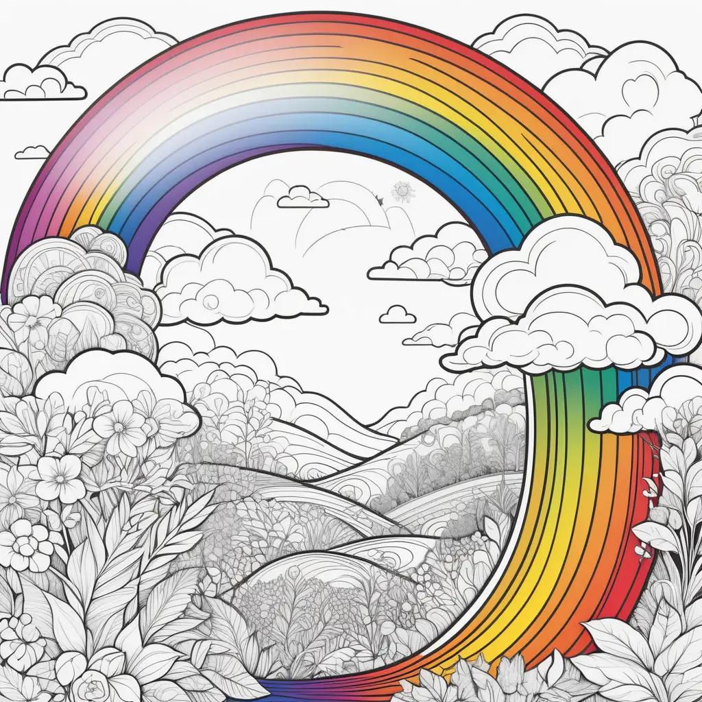 colorful rainbow in a printable coloring page