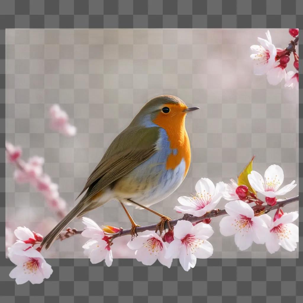 colorful robin perches on a branch