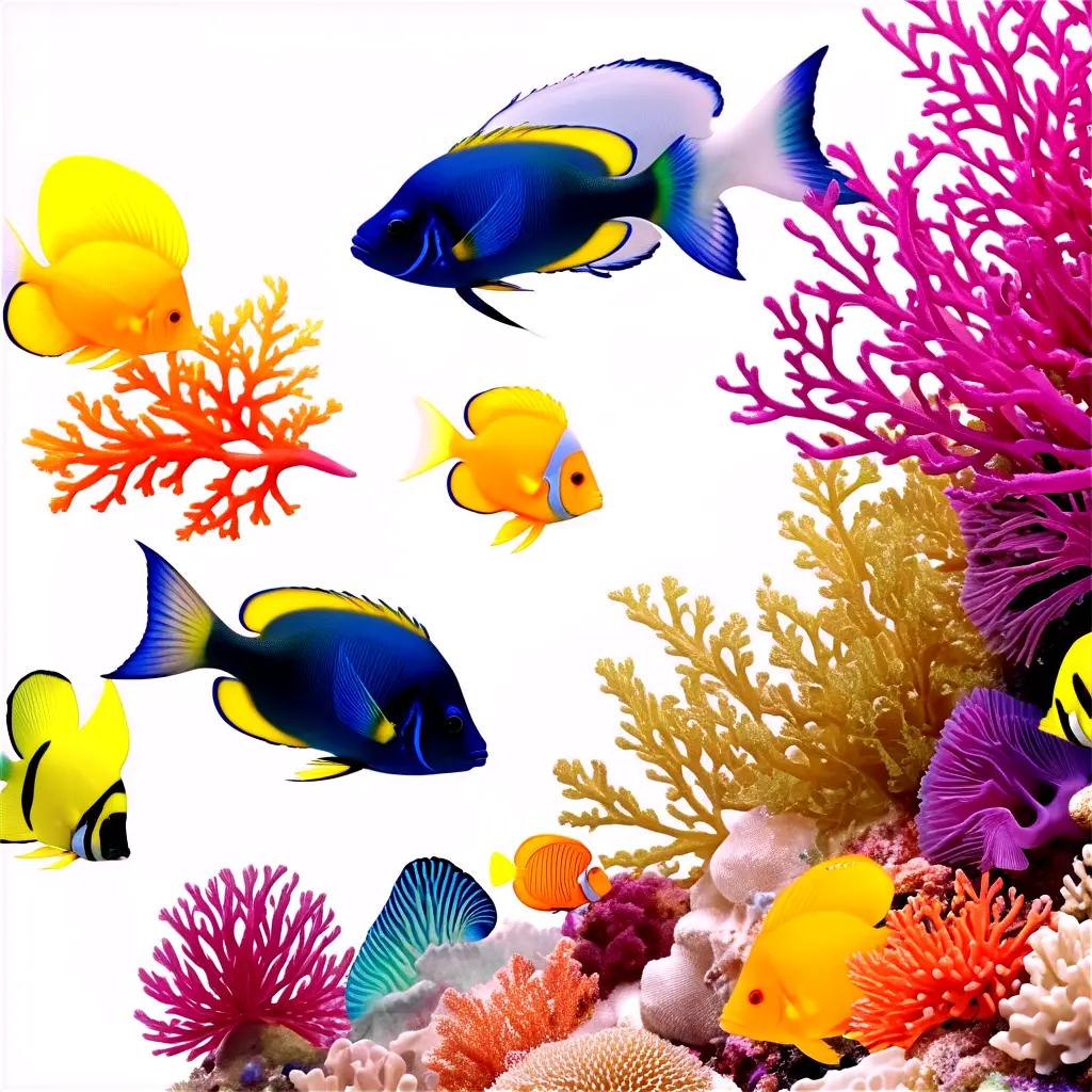 colorful scene of marine life in a coral reef