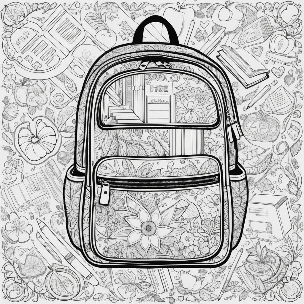 colorful school bag on a back to school coloring page