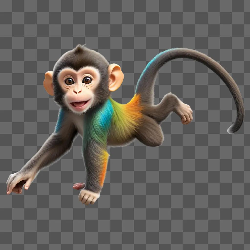 colorful side monkey drawing with a happy expression