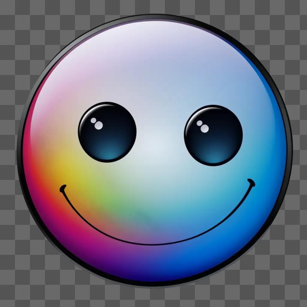 colorful smiley face with black eyes and a pink nose