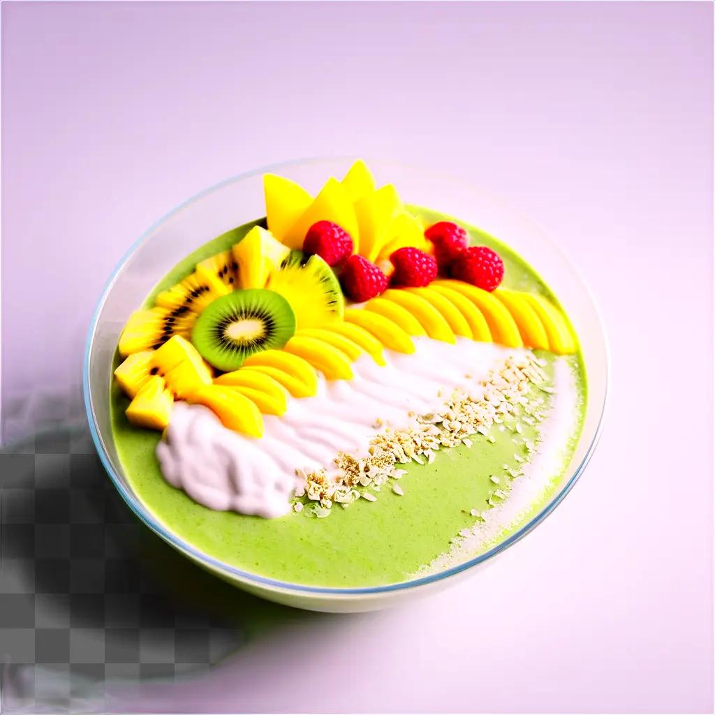 colorful smoothie with fresh fruits and yogurt