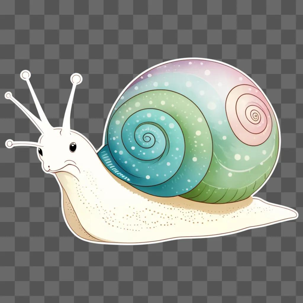 colorful snail clipart with a pink eye