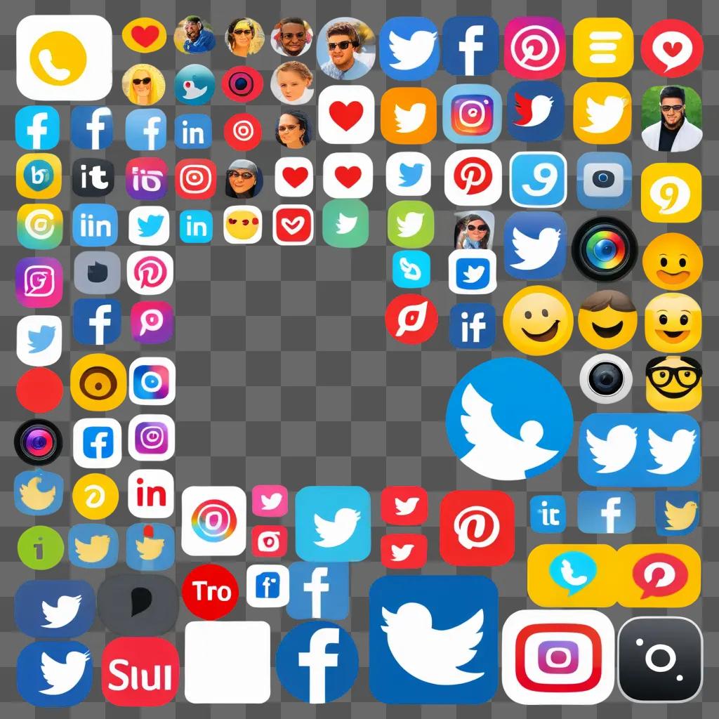 colorful social media clipart design with icons