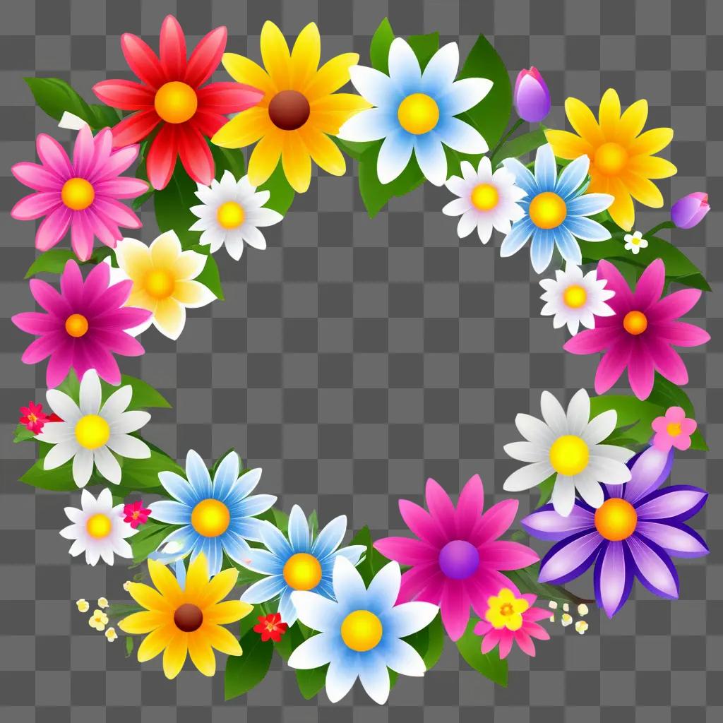 colorful spring flower clipart with a green background