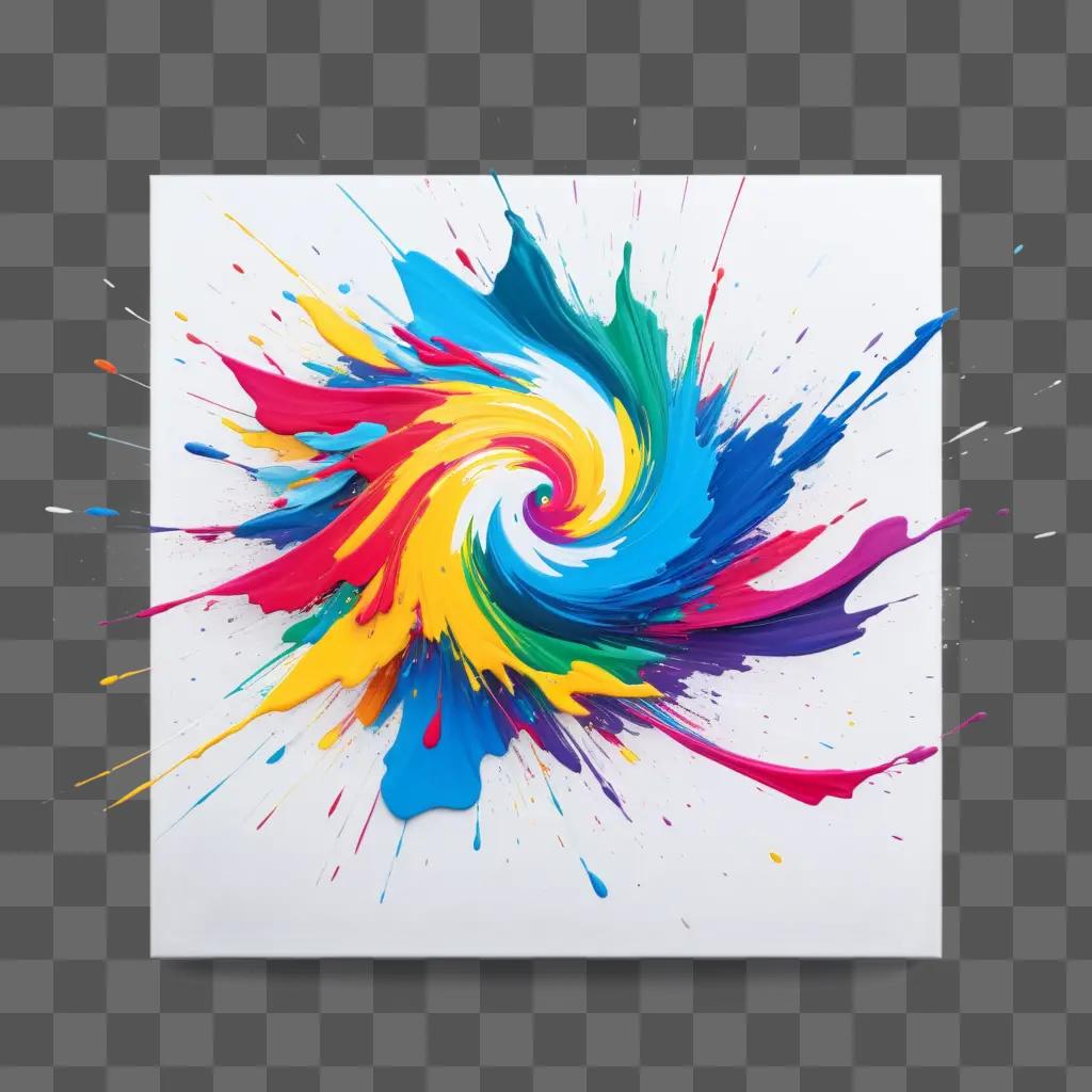 colorful swirl of paint on a white canvas