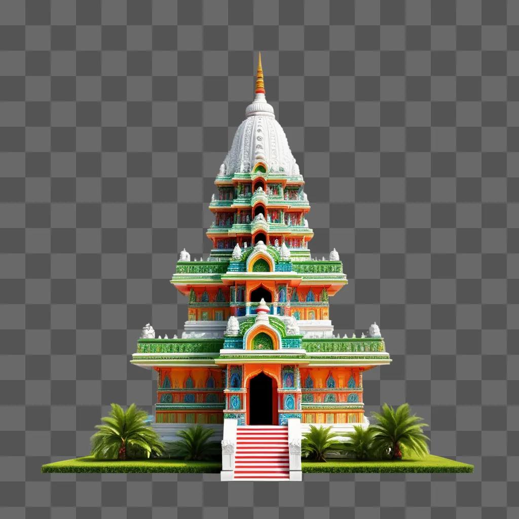 colorful temple with a golden spire