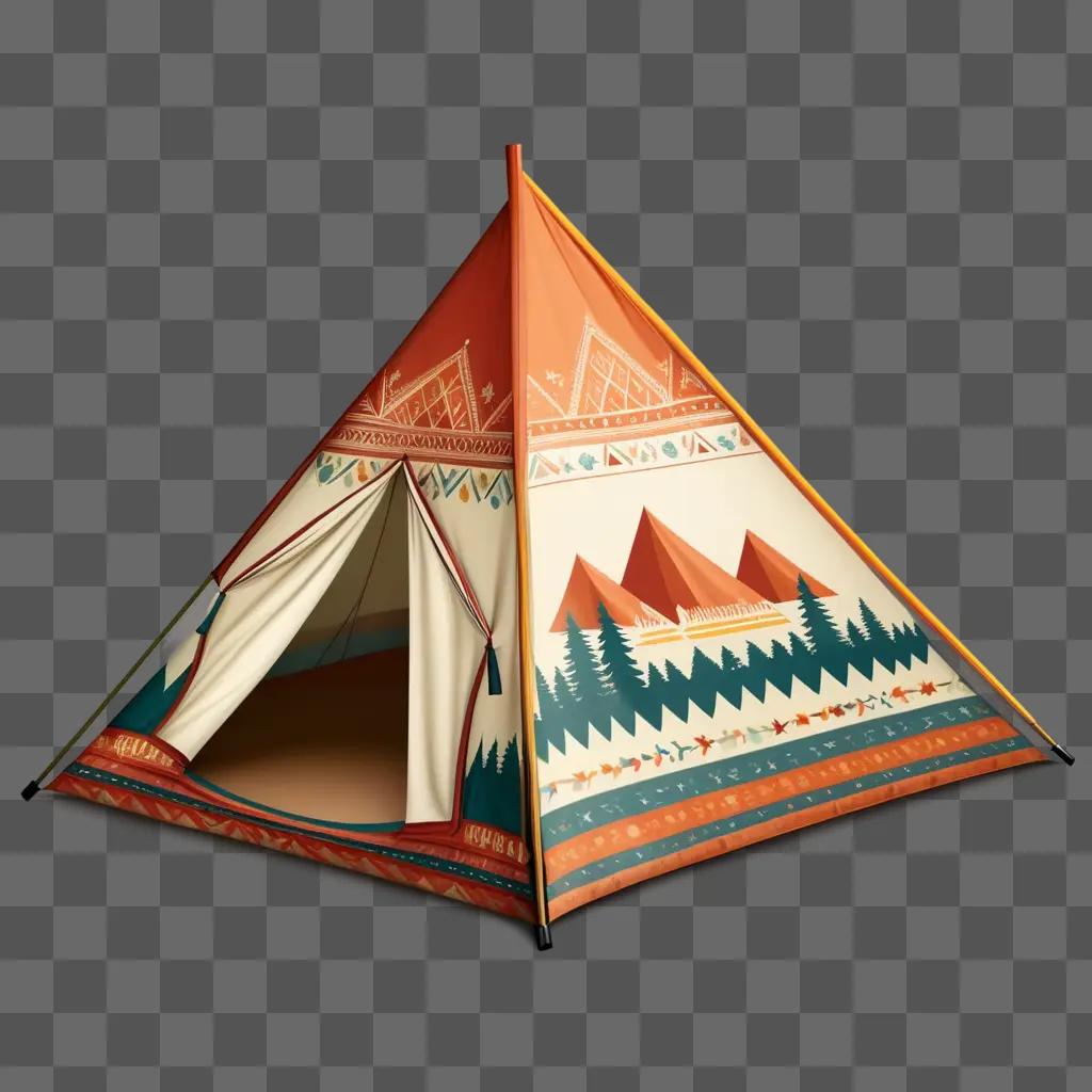 colorful tent sits against a brown background