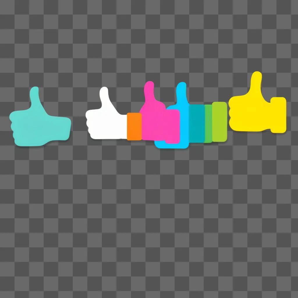 colorful thumbs up graphic on a green background