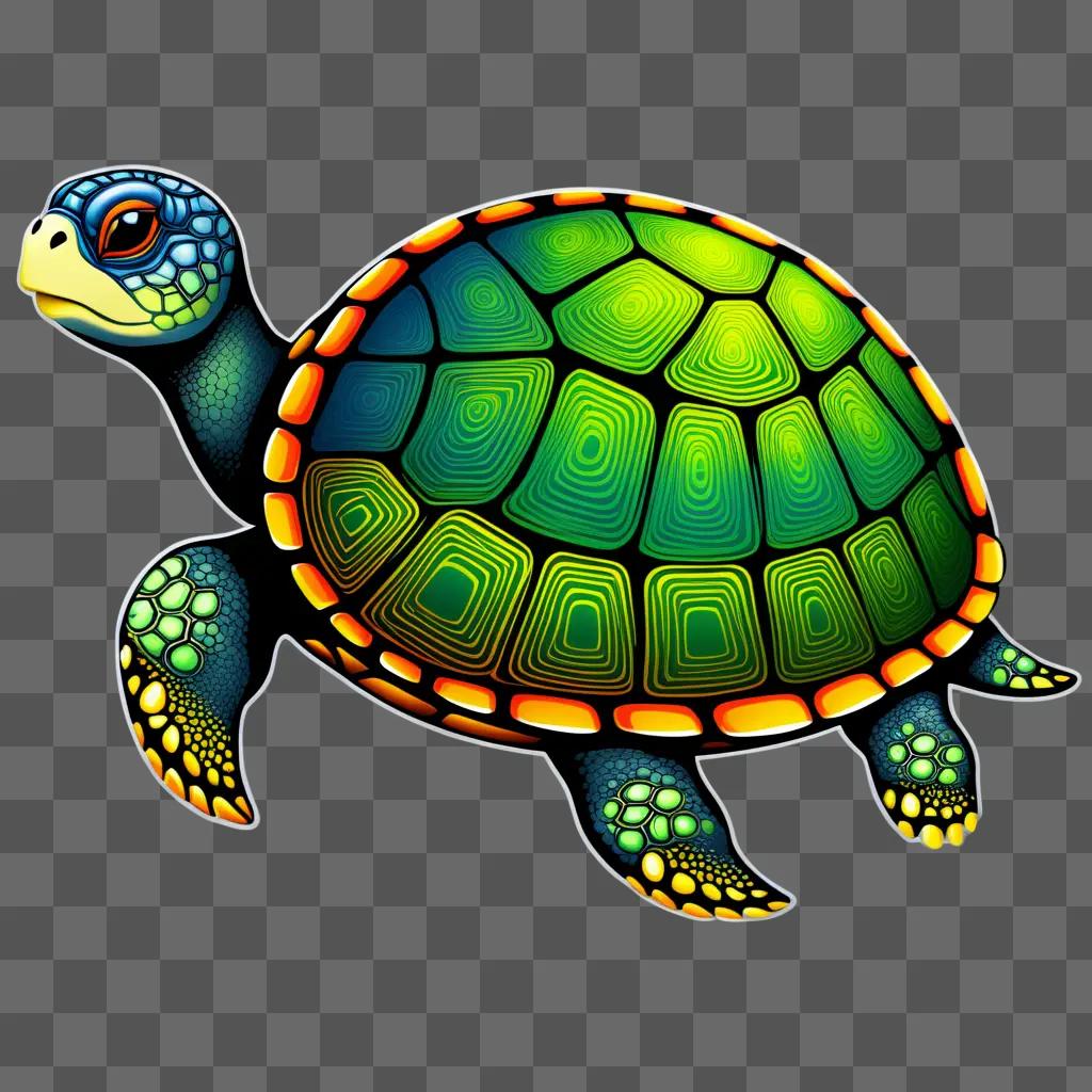 colorful turtle clipart design with intricate patterns