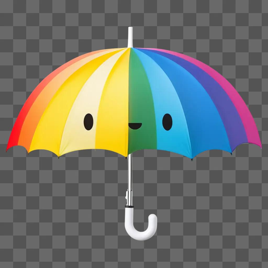 colorful umbrella with a face on it