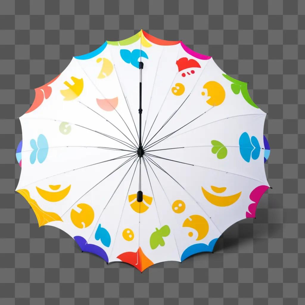 colorful umbrella with a smiling emoji on it