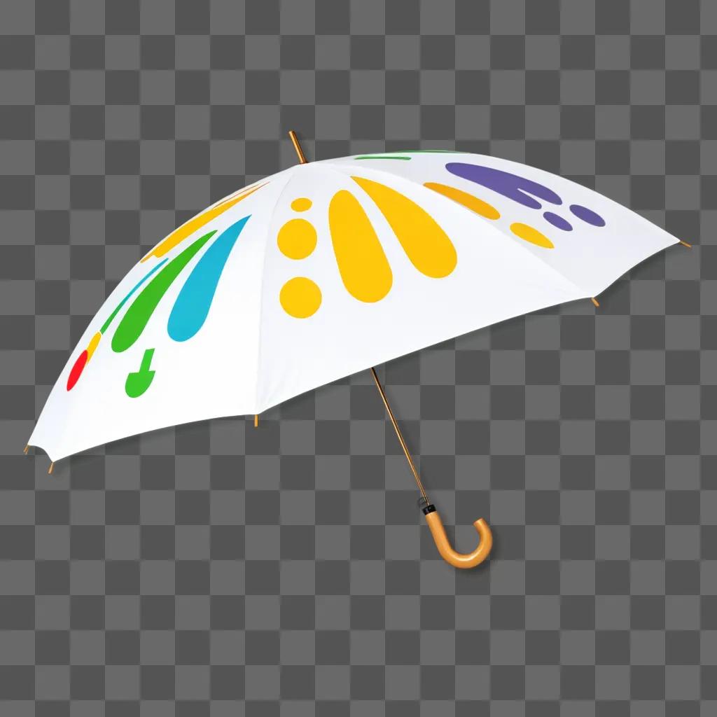 colorful umbrella with a white handle