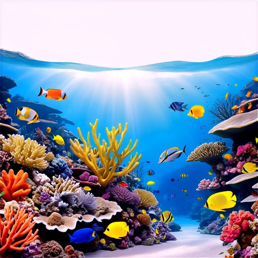 colorful underwater scene with a coral reef