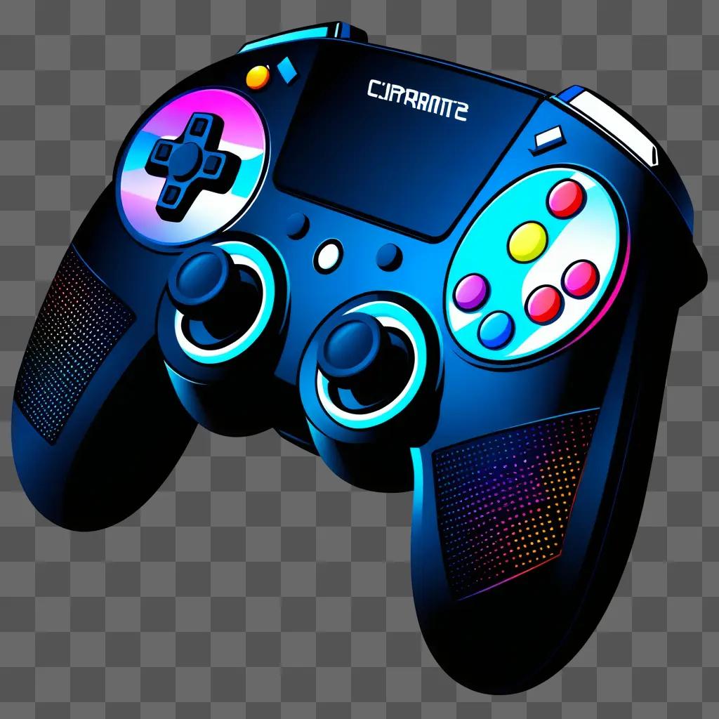 colorful video game controller in a black background