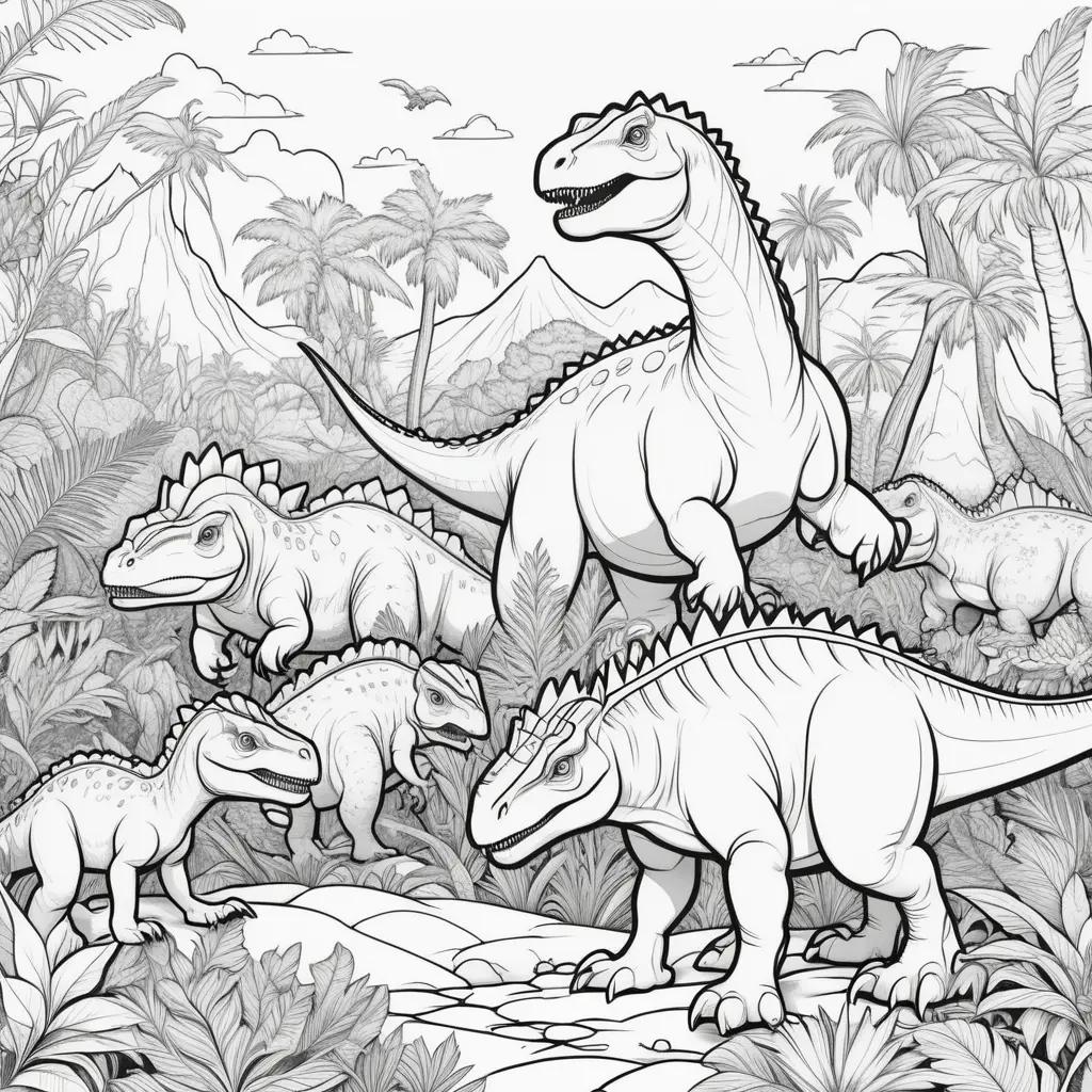 coloring book features dinosaur coloring pages in black and white