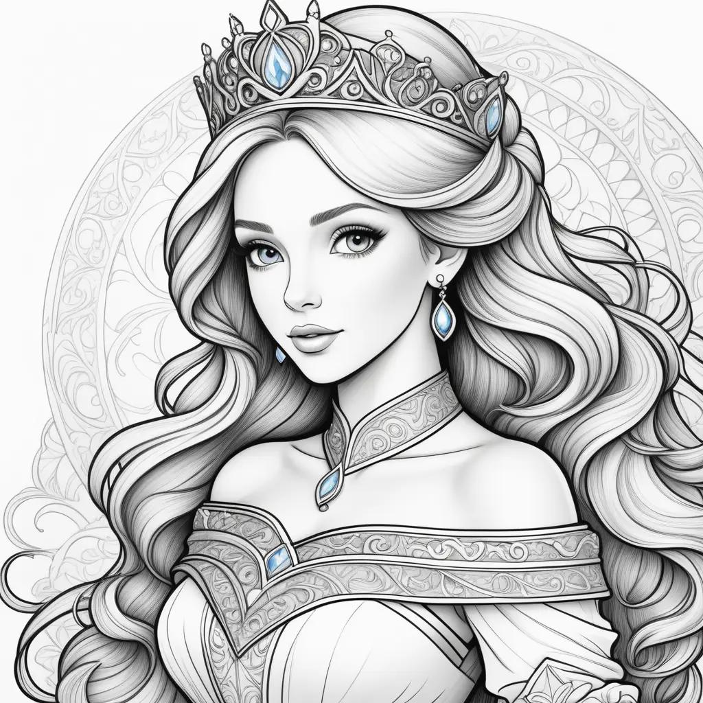 coloring book featuring a princess with a crown