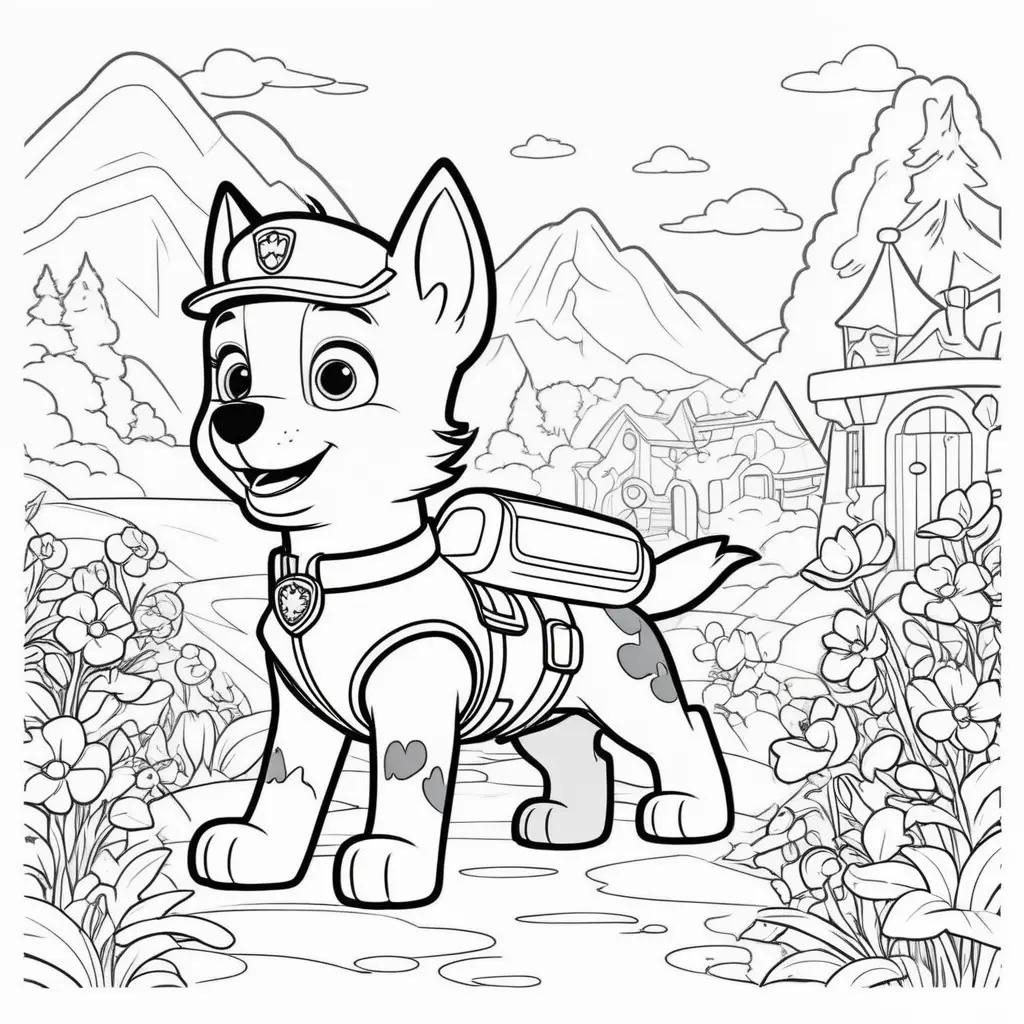 coloring page featuring Chase from Paw Patrol