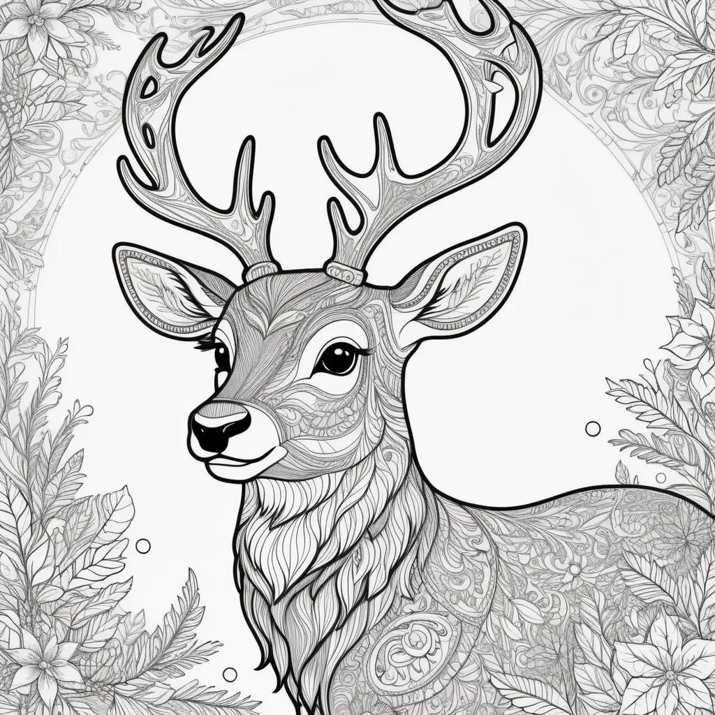 coloring page featuring Rudolph the Red Nosed Reindeer