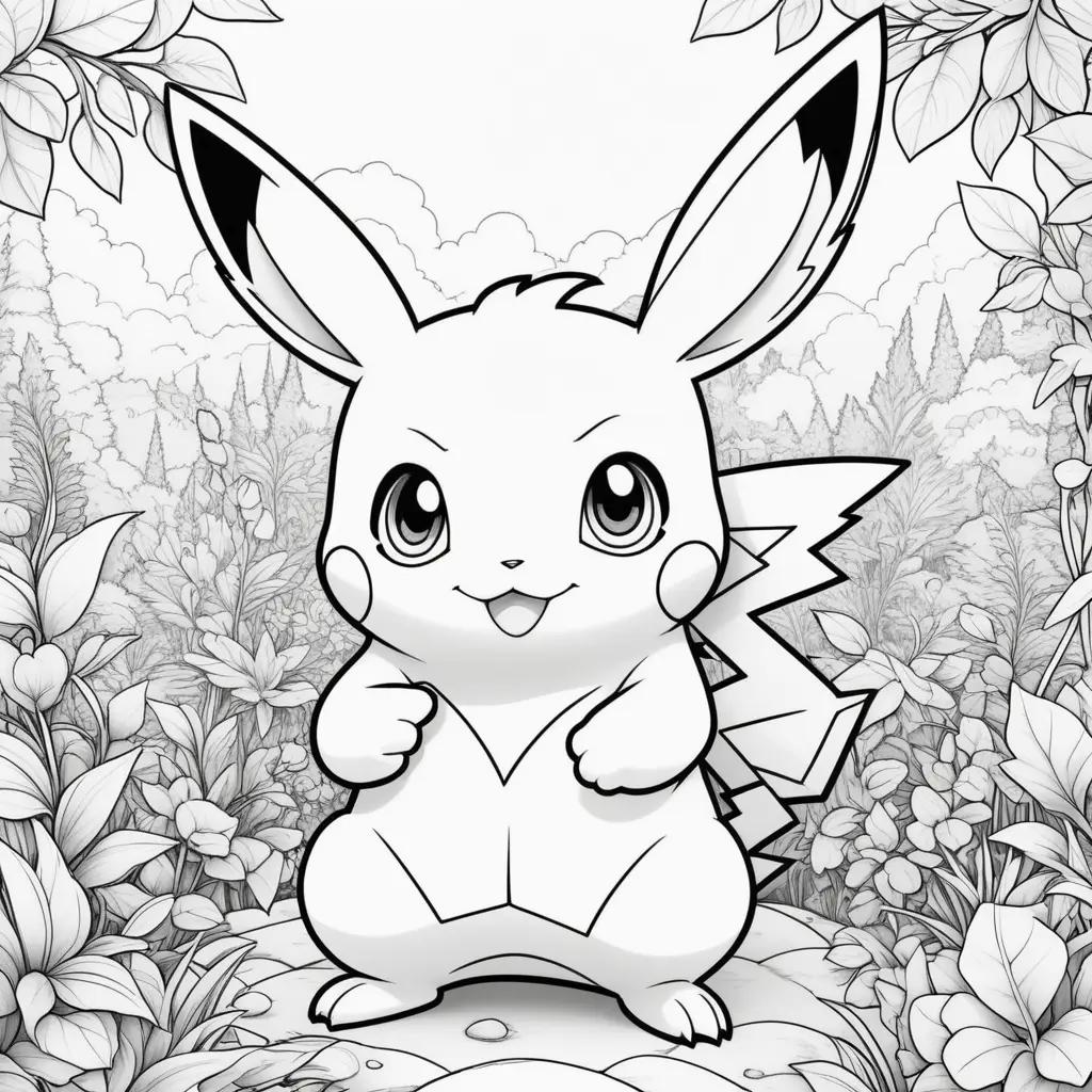 coloring page featuring a cute Pikachu