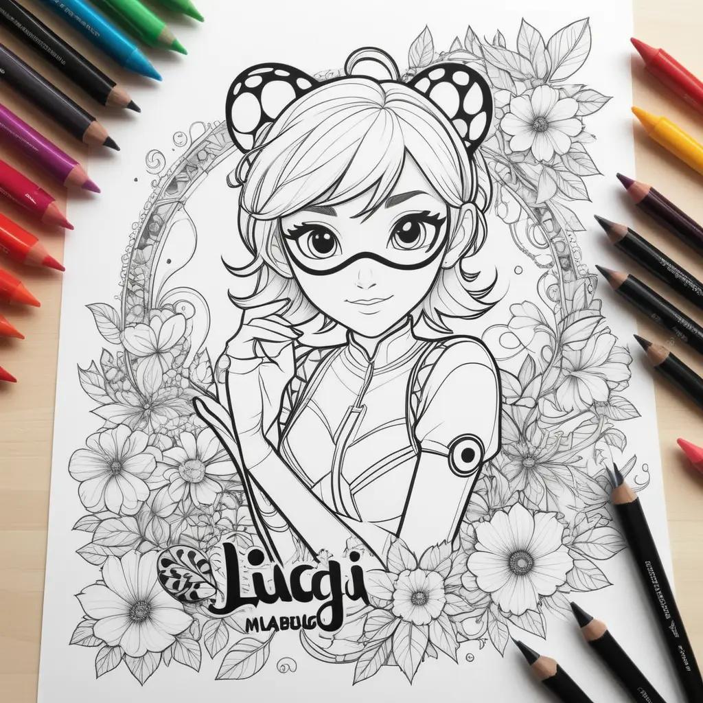 coloring page featuring the Miraculous Ladybug character