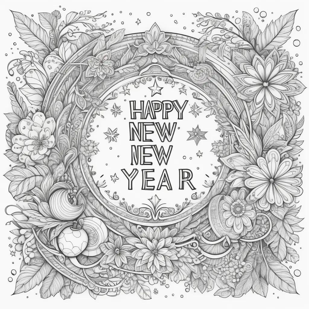 coloring page for the Happy New Year season