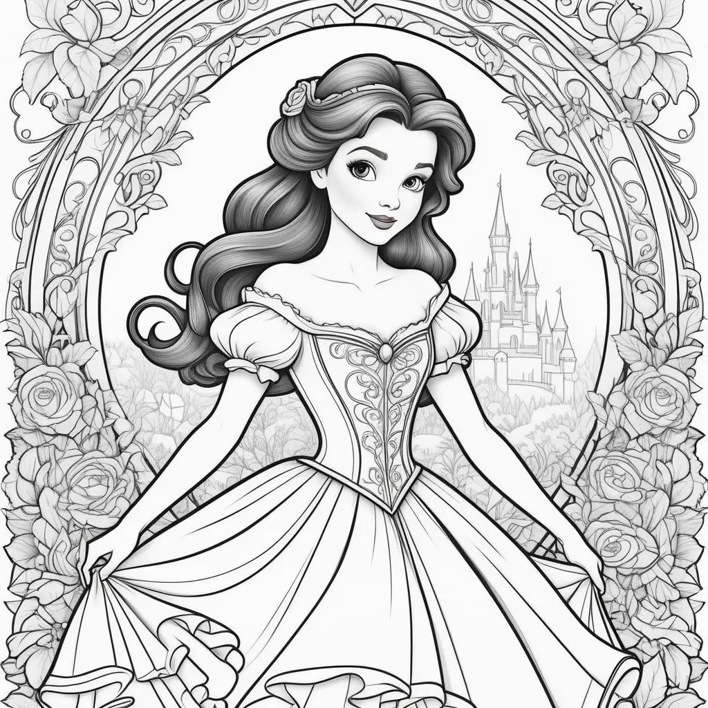 coloring page of Belle from Beauty and the Beast