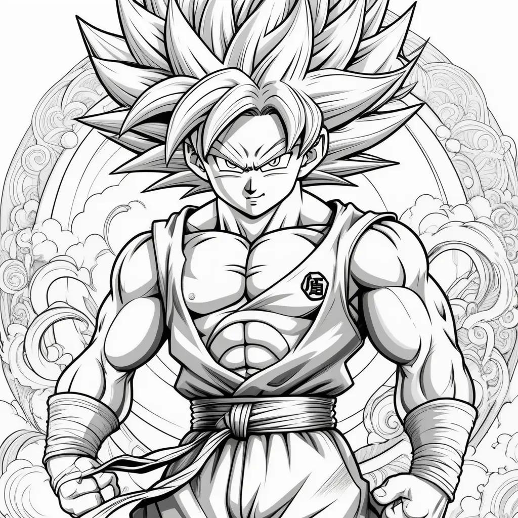 dibujo para colorear de Goku en blanco y negro