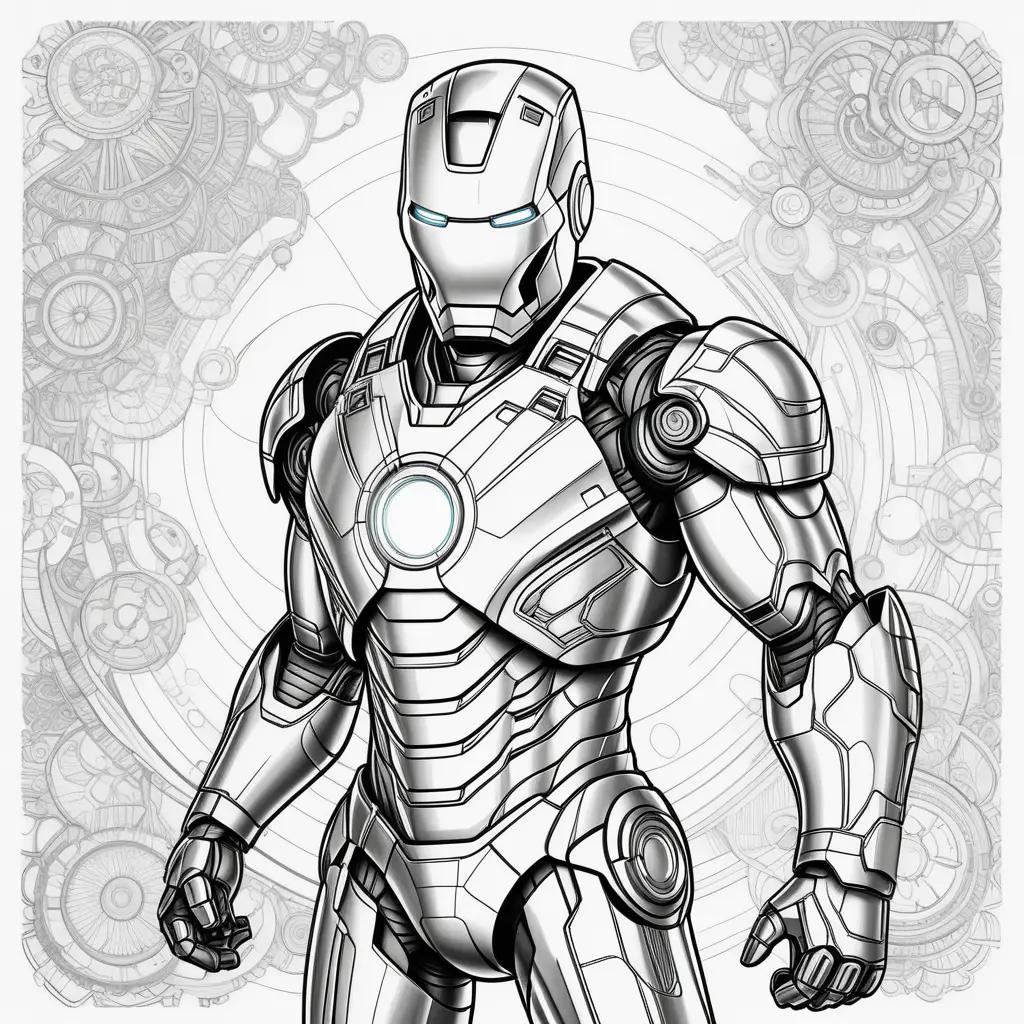 coloring page of Ironman with intricate details