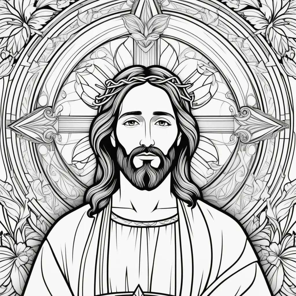 coloring page of Jesus with a crown on his head