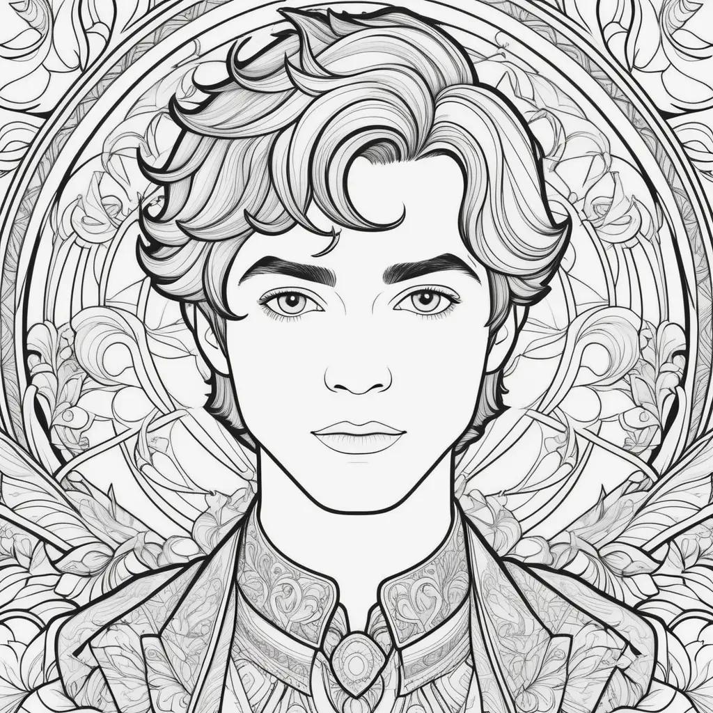 coloring page of Justin Jefferson with a black and white background