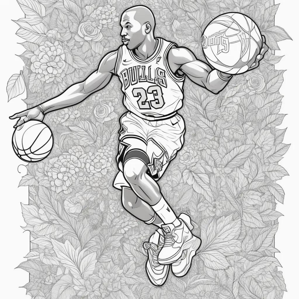 coloring page of Michael Jordan with a Bulls jersey