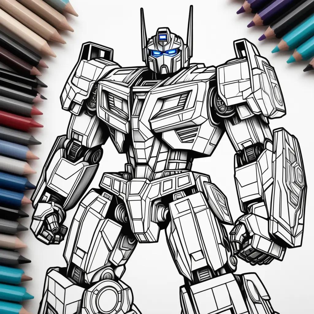 coloring page of Optimus Prime with multiple colors