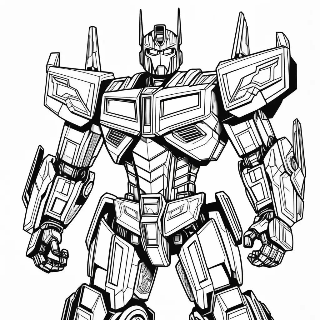 coloring page of Optimus Prime with robot features