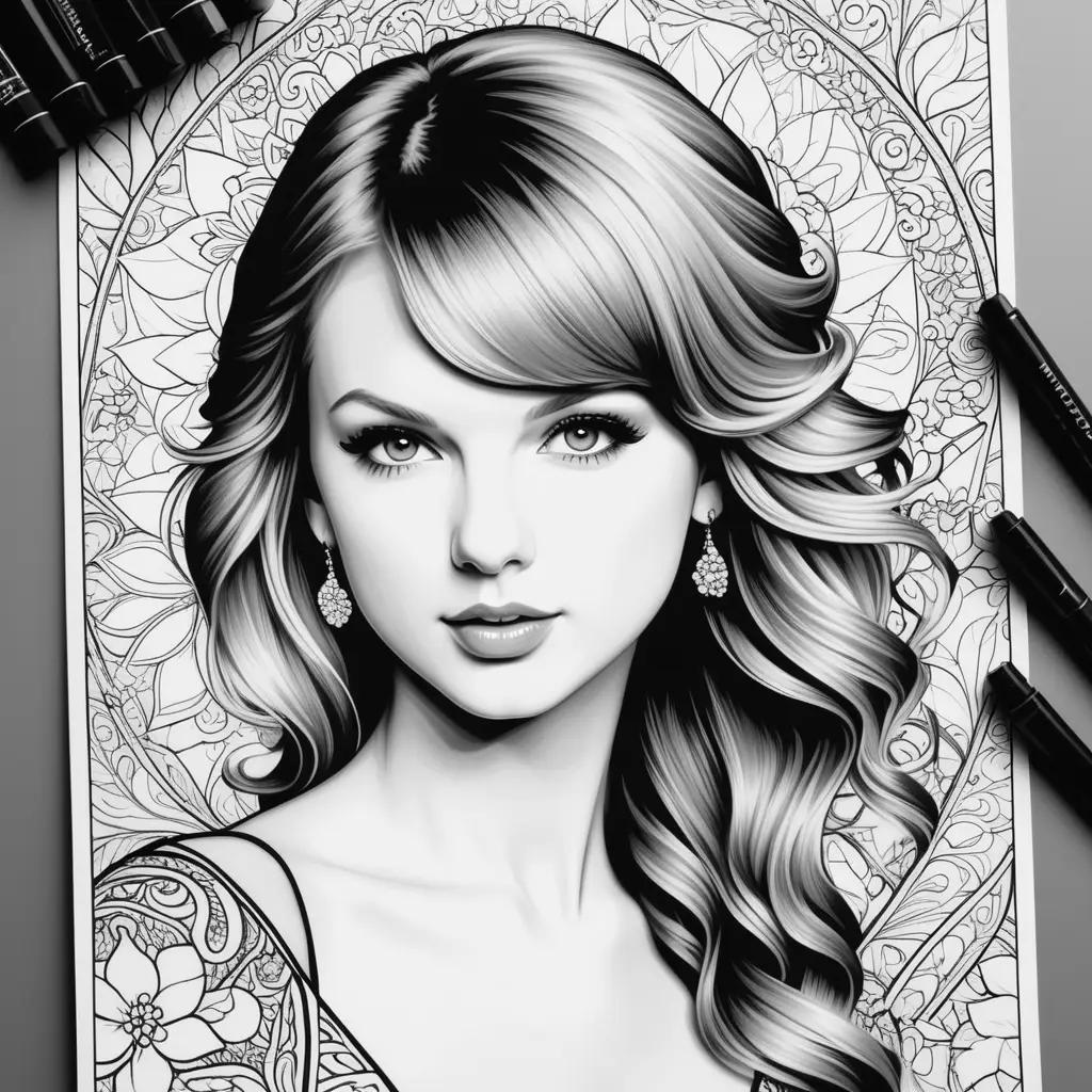 coloring page of Taylor Swifts face