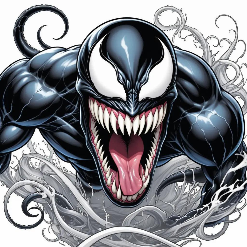 coloring page of Venom with his fangs open