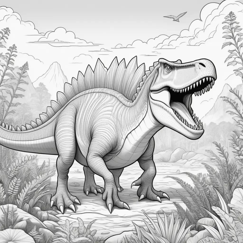 coloring page of a Spinosaurus dinosaur