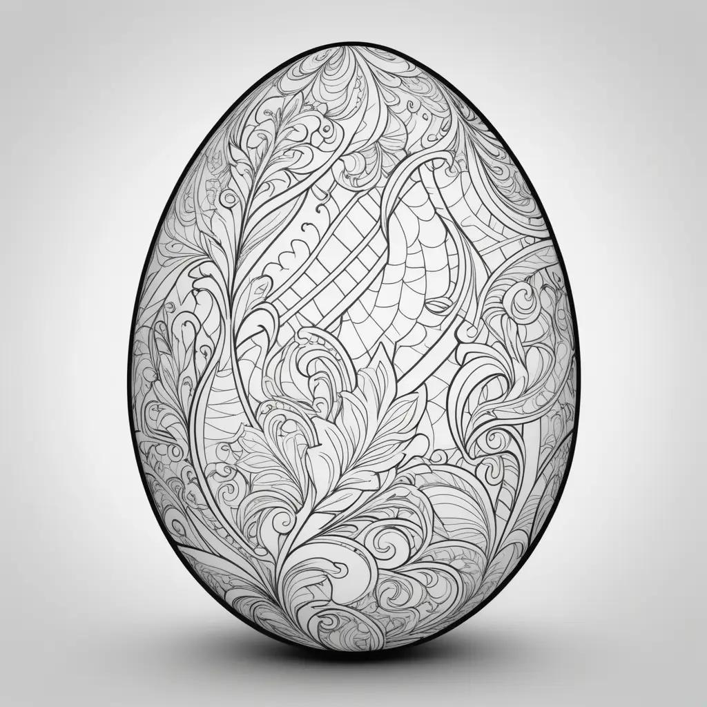 coloring page of a black and white egg