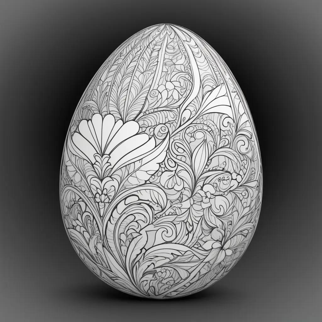 coloring page of a black and white egg