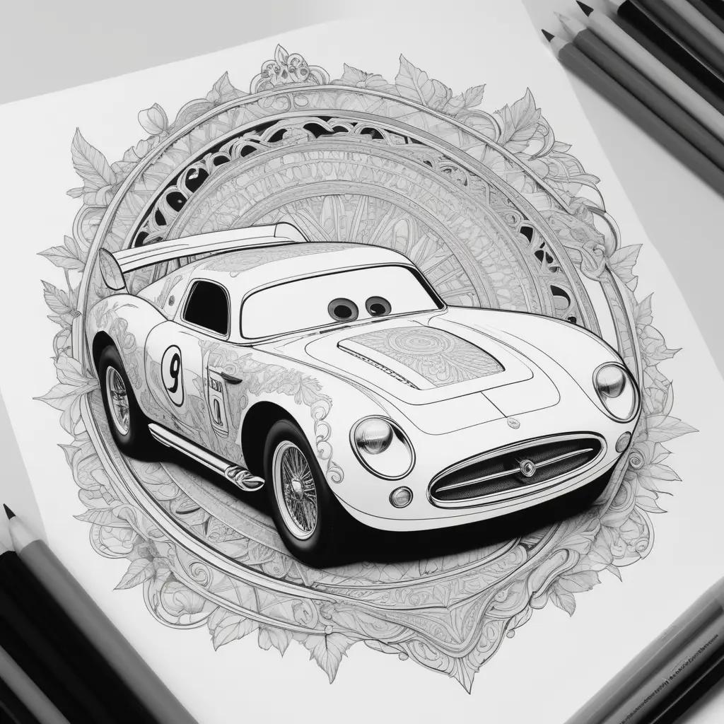 coloring page of a car featuring the character McQueen