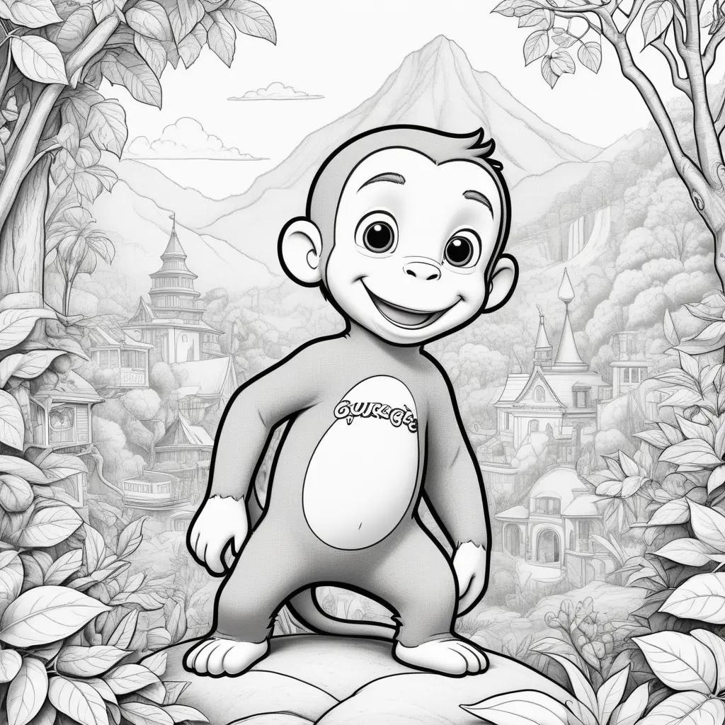 coloring page of a curious george monkey