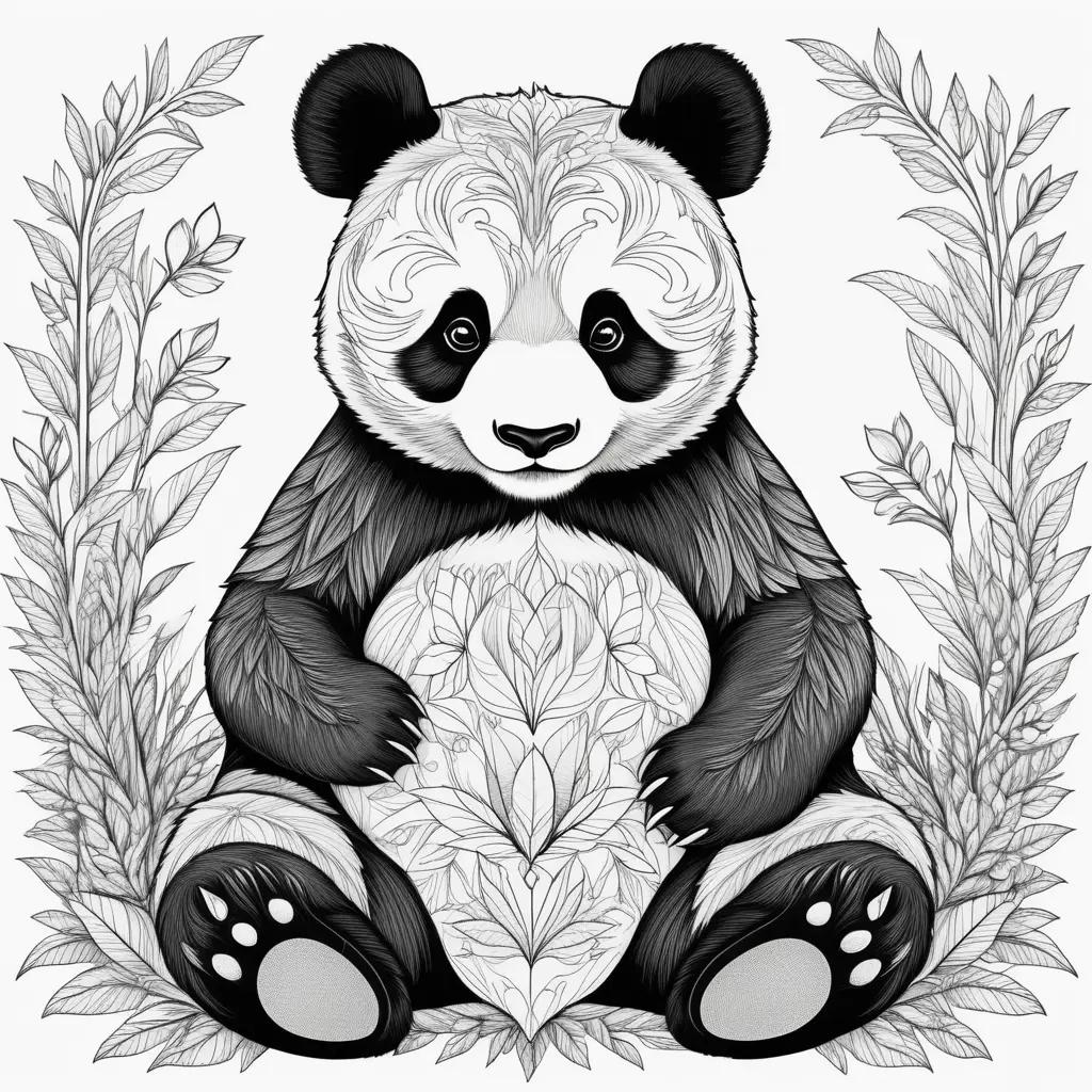 coloring page of a cute panda bear