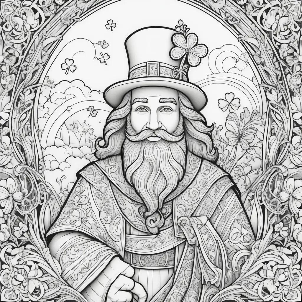 coloring page of a man with a top hat and beard