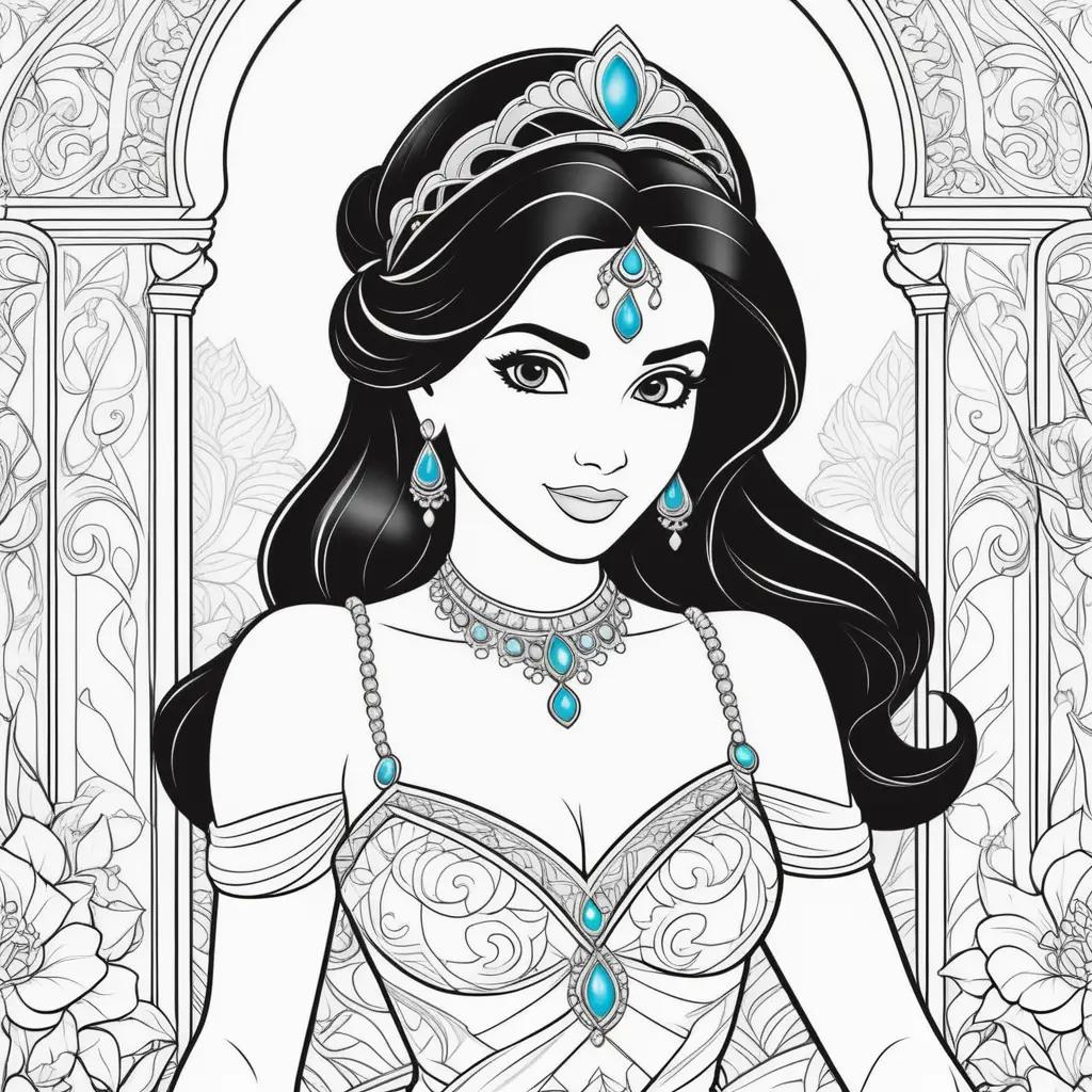 coloring page of a princess Jasmine