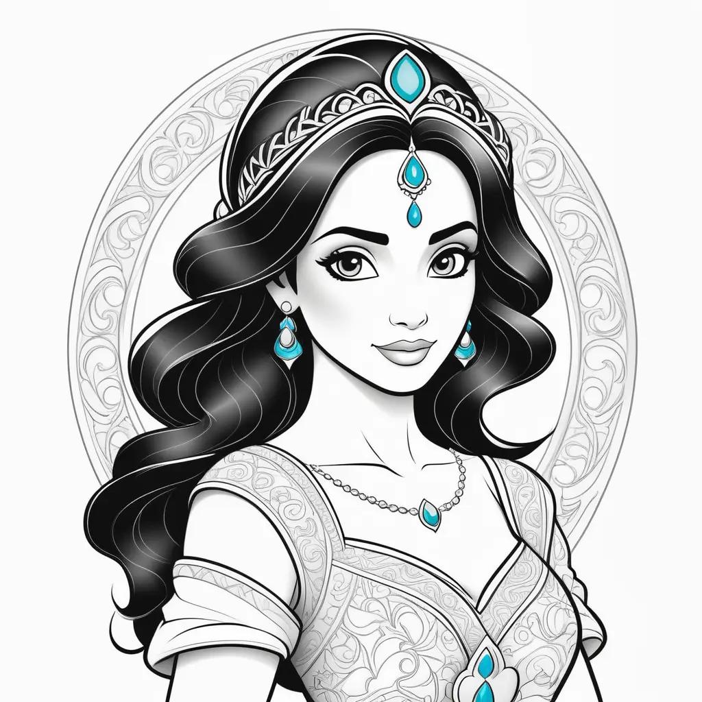 coloring page of a princess Jasmine