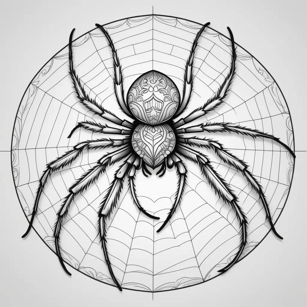 coloring page of a spider with intricate patterns