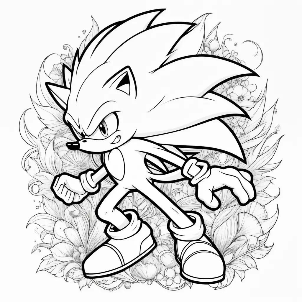 coloring page of a super Sonic the Hedgehog